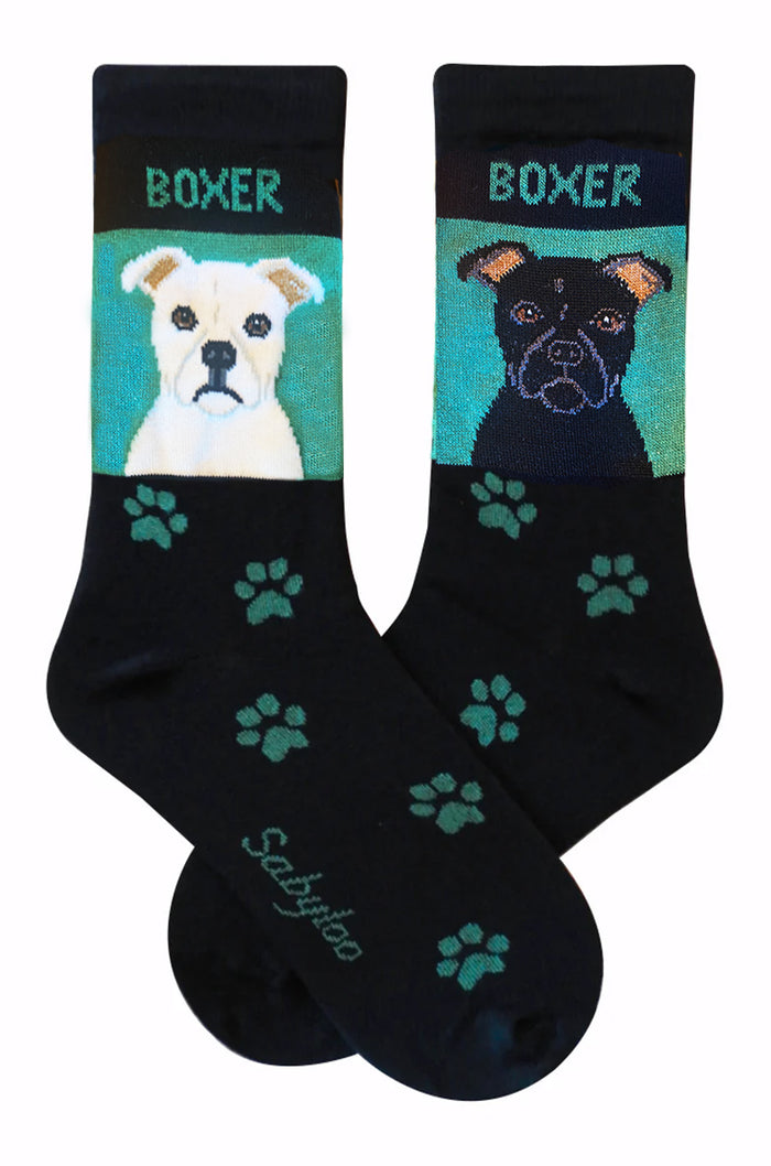 Boxer, White Dog Socks