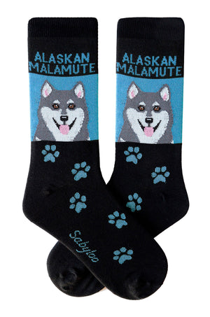 Alaskan Malamute Dog Socks Blue