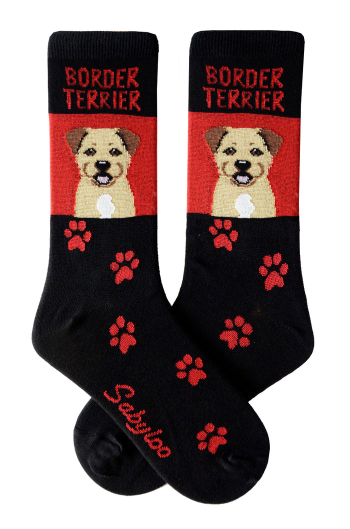 Border Terrier Dog Socks Red