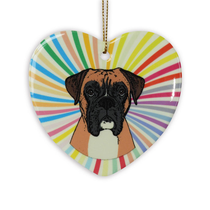 Boxer Ceramic Heart Ornament