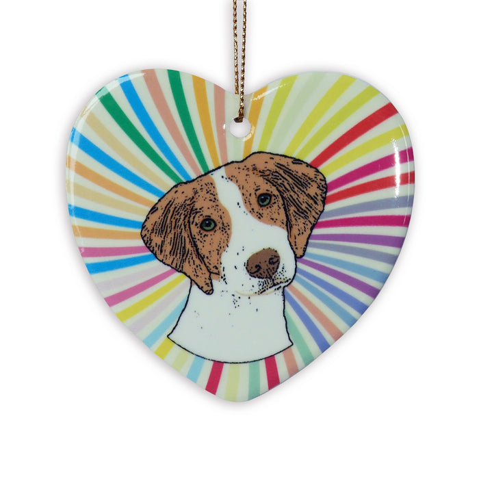 Brittany Spaniel Ceramic Heart Ornament