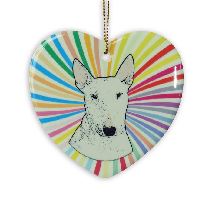 Bull Terrier Ceramic Heart Ornament