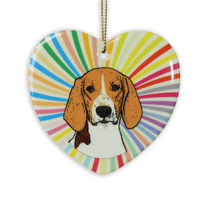 Foxhound Ceramic Heart Ornament