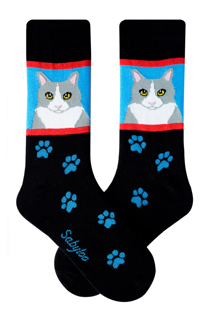 Gray Tuxedo Cat Socks