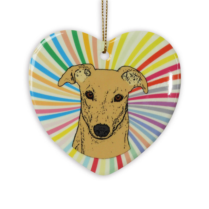 Greyhound Ceramic Heart Ornament