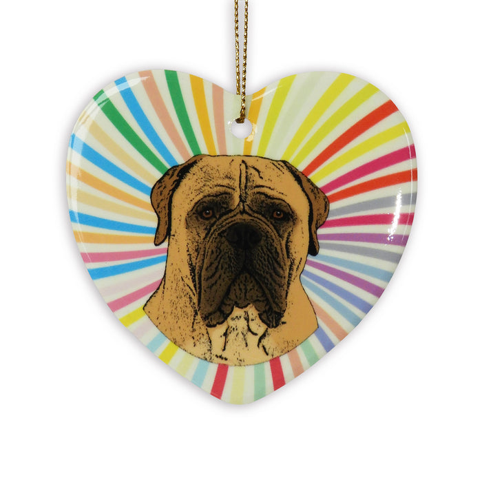 Mastiff Ceramic Heart Ornament