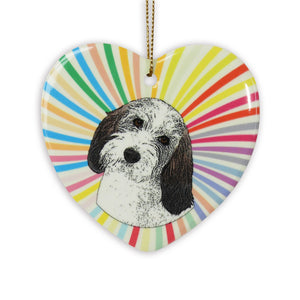 PBGV Ceramic Heart Ornament