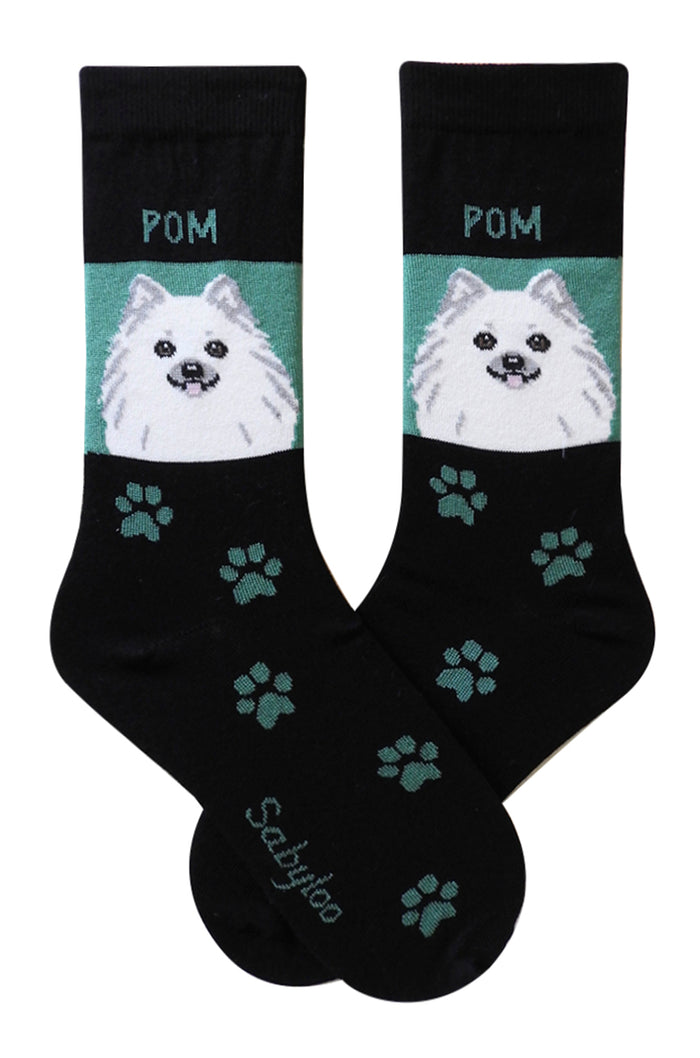 Pomeranian Dog Socks White