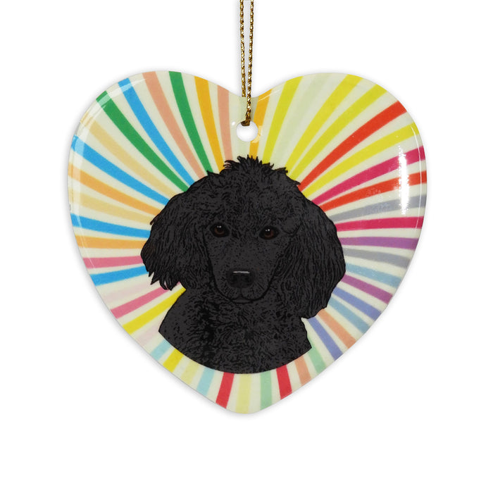 Poodle Black Ceramic Heart Ornament