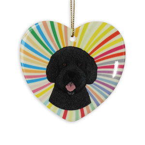 Portugese Water Dog Ceramic Heart Ornament