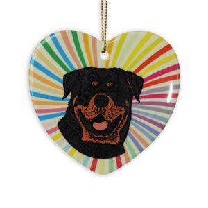 Rottweiler Ceramic Heart Ornament