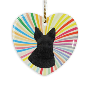 Scottie Ceramic Heart Ornament