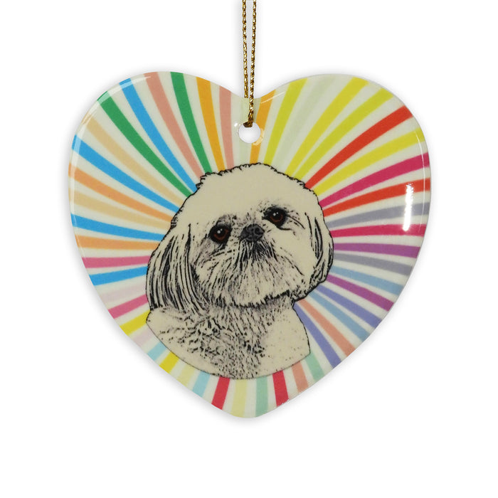 Shih Tzu Ceramic Heart Ornament