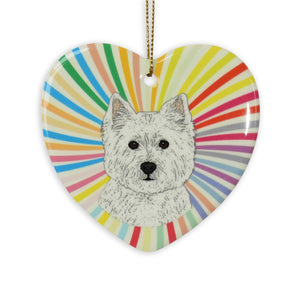 Westie Ceramic Heart Ornament
