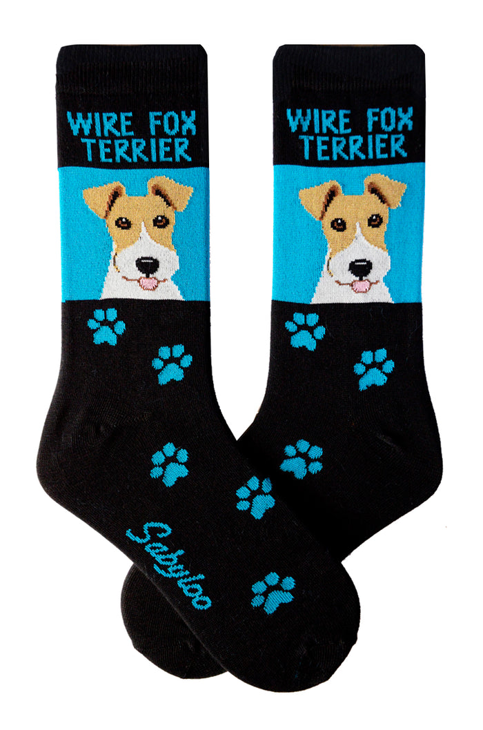 Wirefox Terrier Dog Socks Blue